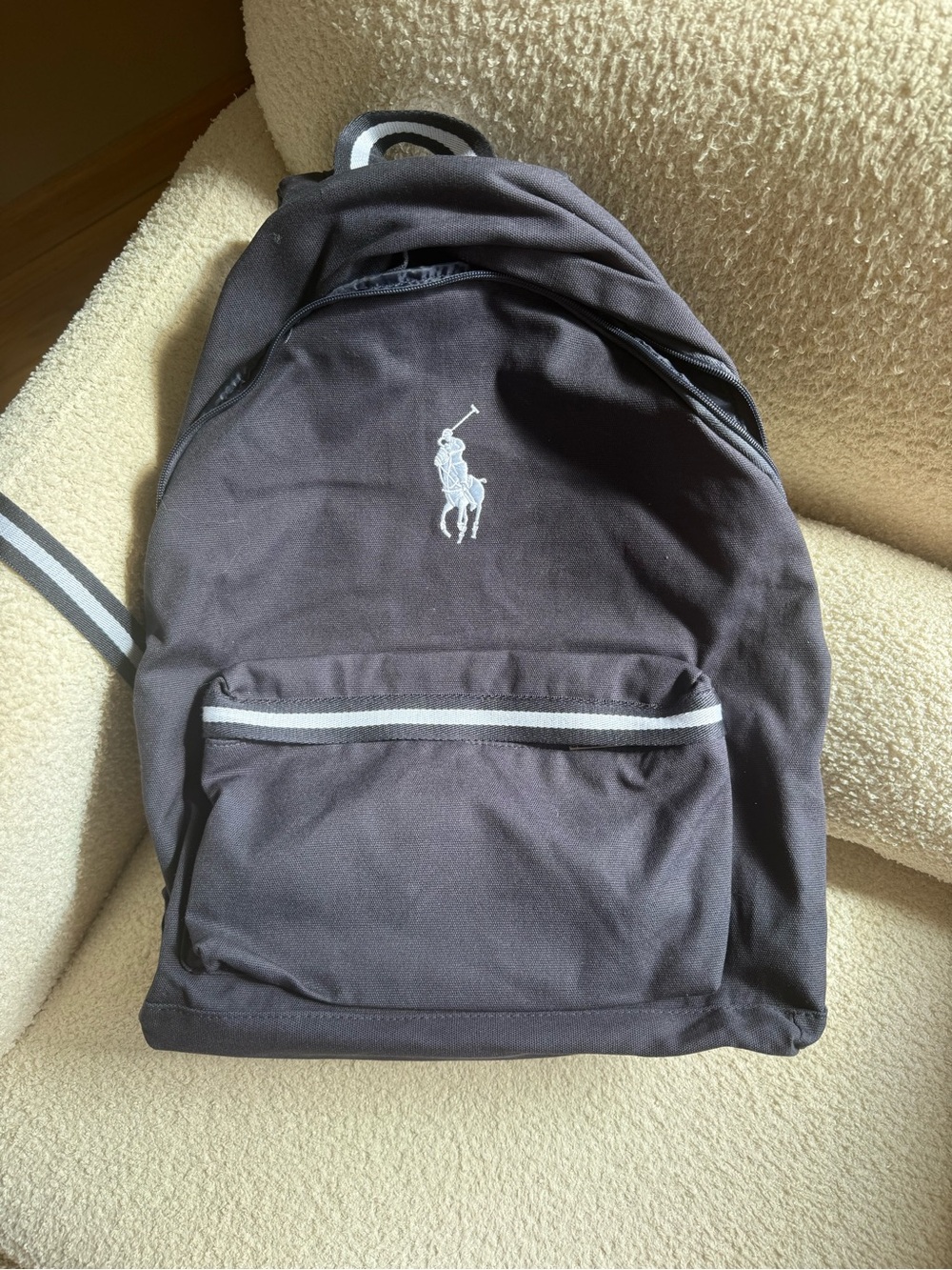 Ralph Lauren Black Backpack with White Polo Logo